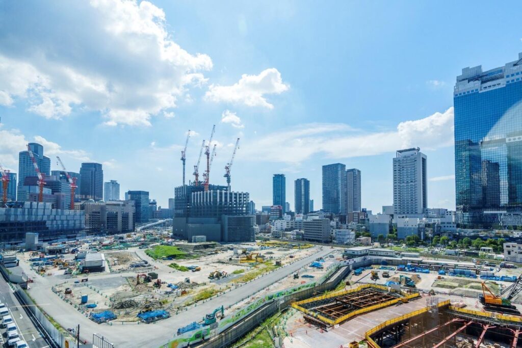 うめきた2期地区開発プロジェクトの工事風景（2022年9月時点）